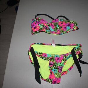 Multi Color Flowers 2 Pcs Justice Bikini Swimsuit Size 10